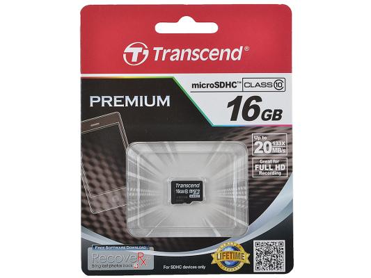 Карта памяти MicroSDHC 16GB Transcend Class 10