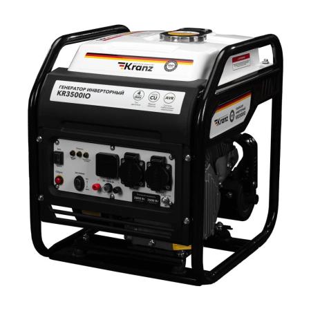 Kranz KR-16-1143 Генератор инверторный KR3500IO, 3,5кВт, 230В, 7л, открытый корпус, ручной старт