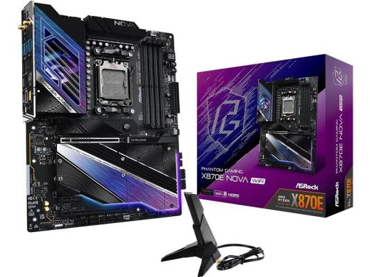 Материнская плата Asrock X870E NOVA WIFI Socket AM5 AMD X870E 4xDDR5 ATX AC`97 8ch(7.1) 5Gigabit RAID+HDMI