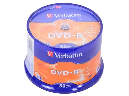 Диски DVD-R 4.7Gb Verbatim 16х  50 шт  Cake Box  <43548>