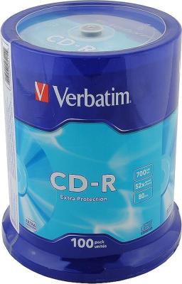 Диски CD-R 80min 700Mb Verbatim  52x  100 шт  Cake Box  <43411