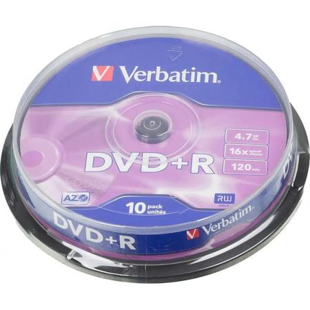 Диски DVD+R 4.7Gb Verbatim 16x  10 шт  Cake Box  <43498