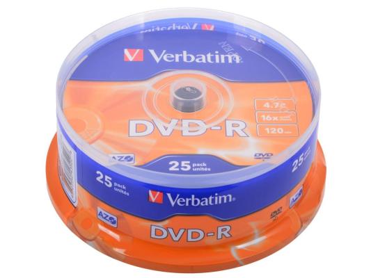 Диски DVD-R 4.7Gb Verbatim 16х  25 шт  Cake Box  <43522>