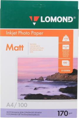 0102006 бумага LOMOND (A4, 170гр, 100л) Photo Матовая/Матовая