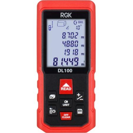 Лазерный дальномер RGK DL100 (4610011875076)  дальность:100м точность:±2.0мм 3хААА