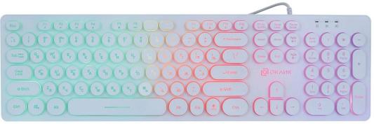 Клавиатура проводная Oklick 420MRL USB белый