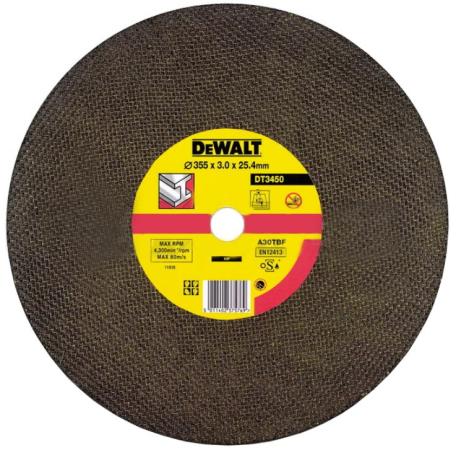 Круг отр. DeWALT DT3450-QZ 355x25.4x3мм, тип 1 (плоский) для монтажных пил  по металлу