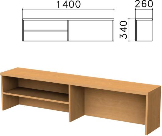 Надстройка для стола письменного "Монолит", 1400х260х340 мм, 1 полка, цвет бук бавария, НМ38.1