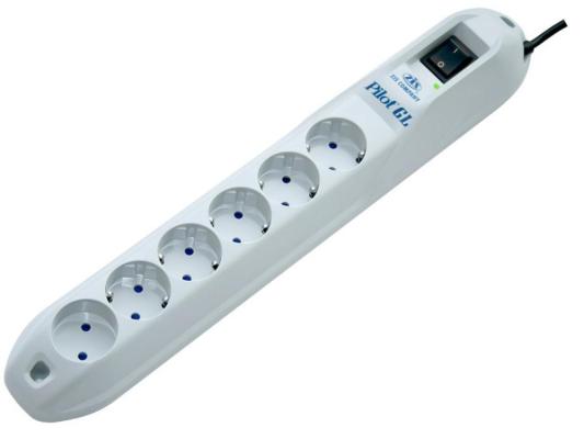 Сетевой фильтр Pilot Pilot GL 6 розеток 1.8 м белый 004