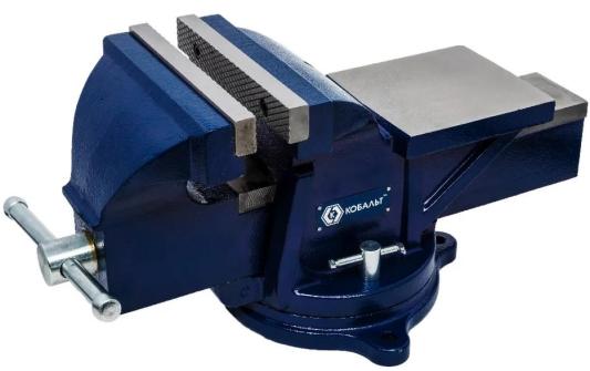 Тиски КОБАЛЬТ 246-005  слесарные поворотные ширина губок 200мм захват 220мм 35кг наковальня коробка