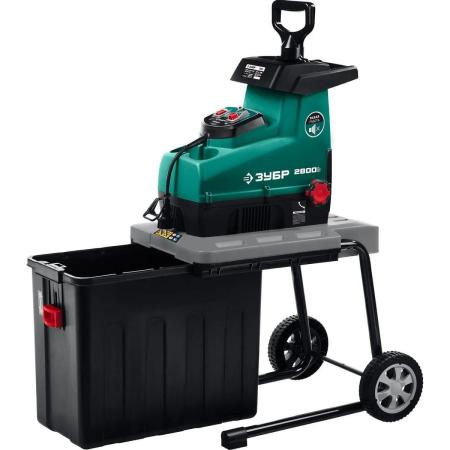 Измельчитель садовый электрический, ЗУБР ЗИЭ-44-2800, бесшумный, р/с 44 мм, контейнер 60 л, 2800 Вт