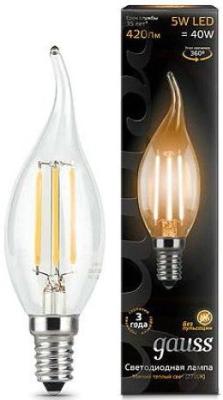Лампа светодиодная свеча на ветру Gauss 104801105 E14 5W 2700K