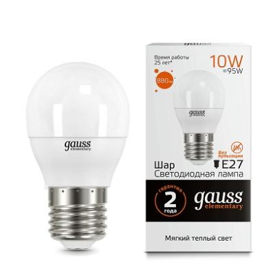 Лампа светодиодная дисковая Gauss 53210 E27 10W 3000K