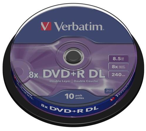 Диски DVD+R 8.5Gb Verbatim 8x  10 шт  Cake box  Dual Layer  <43666