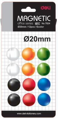 Магнит для досок Deli E7824 ассорти d=20мм круглый (упак.:12шт)