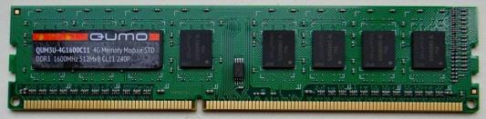 Оперативная память для компьютера QUMO QUM3U-4G1600C11 DIMM 4Gb DDR3 1600 MHz QUM3U-4G1600C11