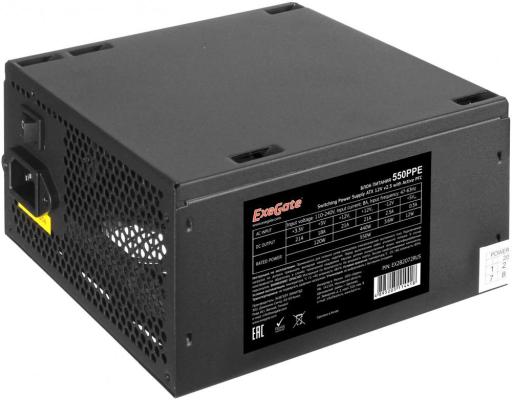 Exegate EX282072RUS-S Блок питания 550W ExeGate 550PPE, ATX, SC, black, APFC, 12cm, 24p+(4+4)p PCI-E, 3*IDE, 5*SATA, FDD