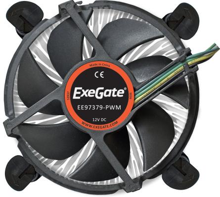 Кулер  Exegate EX283279RUS ExeGate EE97379-PWM, Al, S1150/1151/1155/1156, TDP 65W, Hydro bearing, 4pin, 23.5db, BOX
