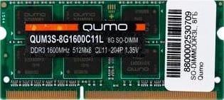 Оперативная память для ноутбука QUMO QUM3S-8G1600C11L SO-DIMM 8Gb DDR3L 1600 MHz QUM3S-8G1600C11L