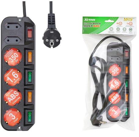 Сетевой фильтр MOST ARG 6 розеток 1.6 м черный