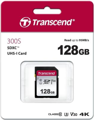Флеш карта SDXC 128Gb Class10 Transcend TS128GSDC300S w/o adapter