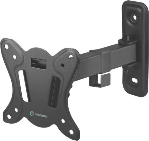 Кронштейн ONKRON/ 17-27'' макс 100*100 мм, 1 колено, наклон -+ 8?, поворот: 180°, от стены 65-208 мм, макс вес 25кг, черный