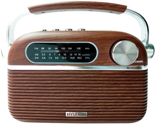 Радиоприемник портативный Hyundai H-PSR200 дерево коричневое/серебристый USB microSD