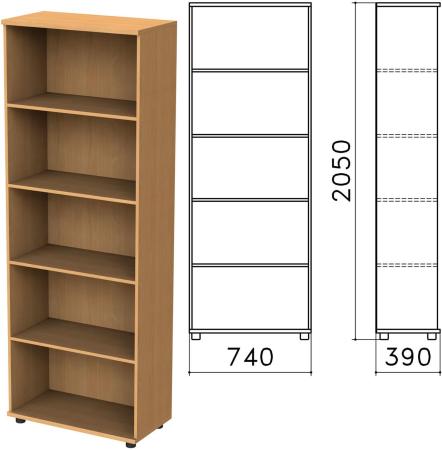 Шкаф (стеллаж) "Монолит", 740х390х2050 мм, 4 полки, цвет бук бавария, ШМ44.1