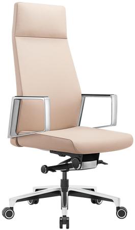Кресло руководителя Бюрократ _JONS/BEIGE бежевый кожа крестовина алюминий