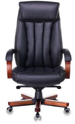 Кресло руководителя Бюрократ T-9922WALNUT/BLACK черный кожа крестовина дерево