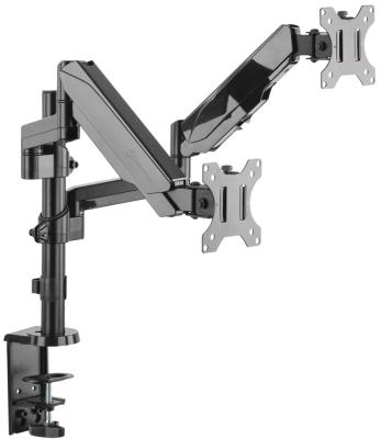Кронштейн для 2-х мониторов ONKRON/ 13-32" макс. 100*100, струбцина, наклон -35?+35? поворот 360?, перемещение по вертикали 0-600мм, кабель-канал, пружина, нагрузка 2х1-8кг