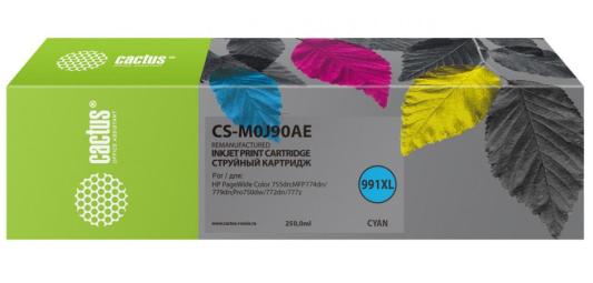 Картридж струйный Cactus 991XL CS-M0J90AE голубой (250мл) для HP PW 755dn/MFP774dn/779dn/Pro750dw/772dn