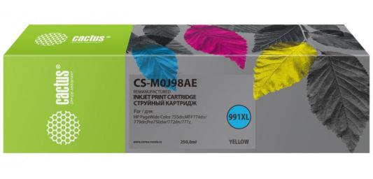Картридж струйный Cactus 991XL CS-M0J98AE желтый (250мл) для HP PW 755dn/MFP774dn/779dn/Pro750dw/772dn