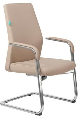 Кресло Бюрократ _JONS-LOW-V/BEIGE на полозьях бежевый кожа