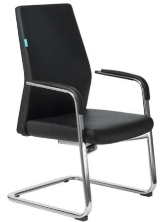 Кресло Бюрократ _JONS-LOW-V/BLACK на полозьях черный кожа