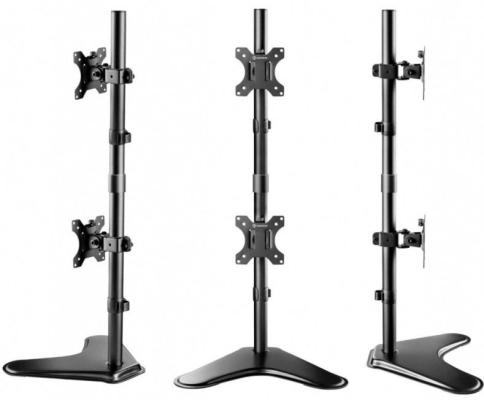 Кронштейн для 2-х мониторов ONKRON/ 13-32" макс. 100*100, подставка, наклон 45? макс., поворот 180?, нагрузка 2x8кг, вертикальное размещение