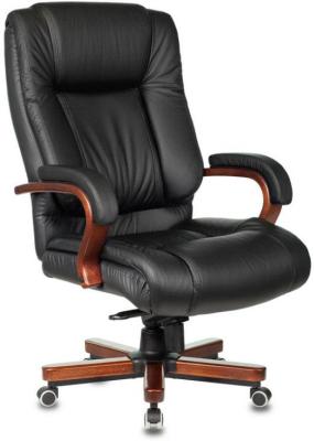 Кресло руководителя Бюрократ T-9925WALNUT/BLACK черный кожа крестовина дерево