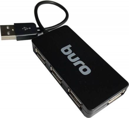 Концентратор USB 2.0 BURO BU-HUB4-U2.0-SLIM 4 порта 4 x USB 2.0 черный