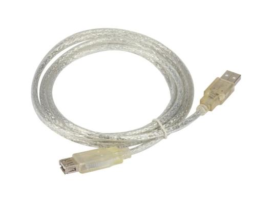 Кабель удлинительный USB 2.0 AM-AF Buro позолоченные контакты прозрачный USB2.0-AM-AF-S