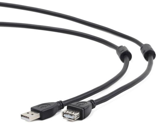 Cablexpert Кабель удлинитель USB2.0 Pro CCF2-USB2-AMAF-6, AM/AF, 1.8м, экран, 2феррит.кольца, черный, пакет