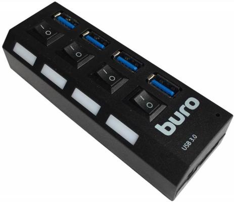 Концентратор USB 3.0 BURO BU-HUB4-U3.0-L 4 х USB 3.0 черный