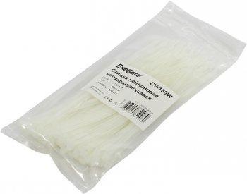 Exegate EX253848RUS Стяжка нейлоновая, неоткрывающаяся. Exegate <CV-150W>, 150мм, упак. 100шт White