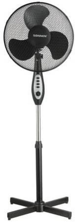 Вентилятор напольный SONNEN SFT-45W-40-01, d=40 см, 45 Вт, 3 скоростных режима, таймер, черный, 451035