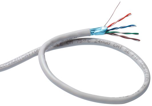 Кабель ExeGate FUTP4-C5e-CU-S26-IN-PVC-GY-305 FTP 4 пары кат.5e медь, 26AWG, экран, бухта 305м, серый, PVC