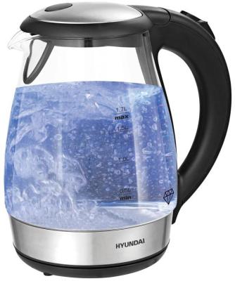 Чайник электрический Hyundai HYK-G2030 1.7л. 2200Вт черный (корпус: стекло)