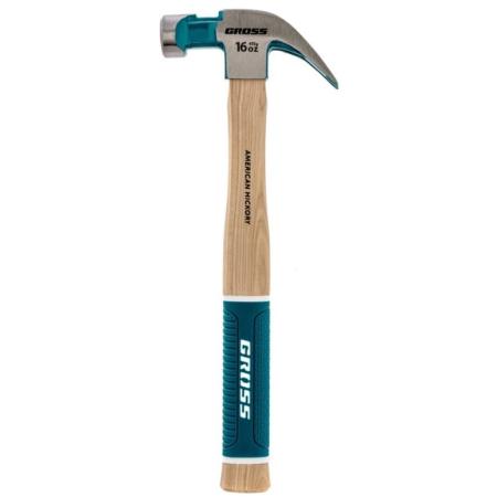 Молоток-гвоздодер,450 г, угол 45, магнит, обрезиненная рукоятка AMERICAN HICKORY // GROSS