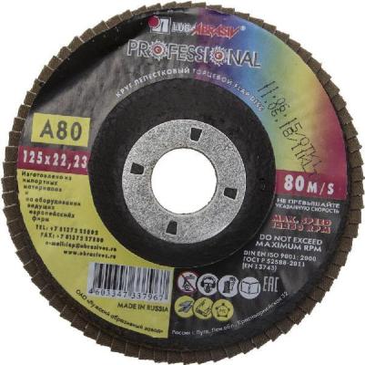 Круг лепестковый торцевой абразивный Луга для шлифования 125х22.23мм зерно P80 3656-125-80
