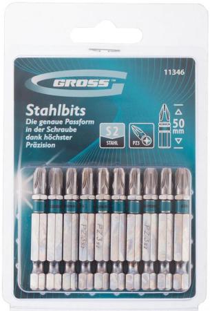Набор бит GROSS 11346  pz3х50 сталь s2 10шт