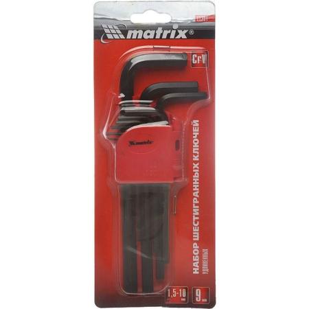 Набор ключей MATRIX 11231  имбусовых hex 1.5–10мм crv 9шт удлиненные