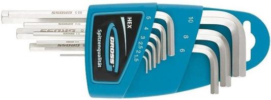 Набор ключей GROSS 16404  имбусовых hex 1.5–10мм s2 9шт экстра-длин с шаром сатинированные